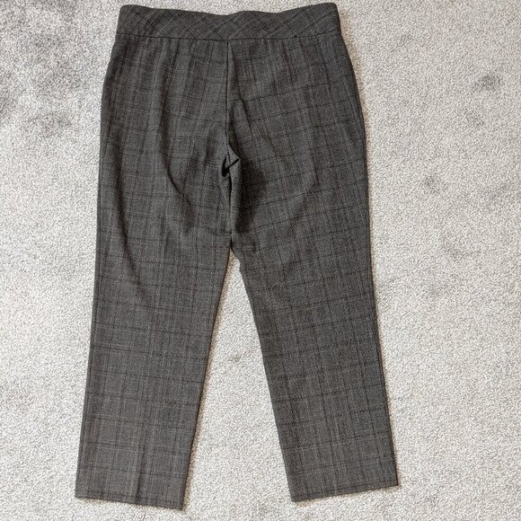 INVESTMENTS Brown Plaid High-Rise Pull-On Casual Career Pants; Size 14 Short - Picture 2 of 4